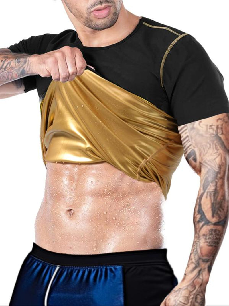 Men'S Sweat Sauna T-Shirts, Athletic Short Sleeve Tee, Weight Lose Workout Slimming Body Shaper, Fitness Waist Trainer, Men'S Shapewear, Gym Wear, Gym Workout Tops, Workout Clothes, Gym Outfits