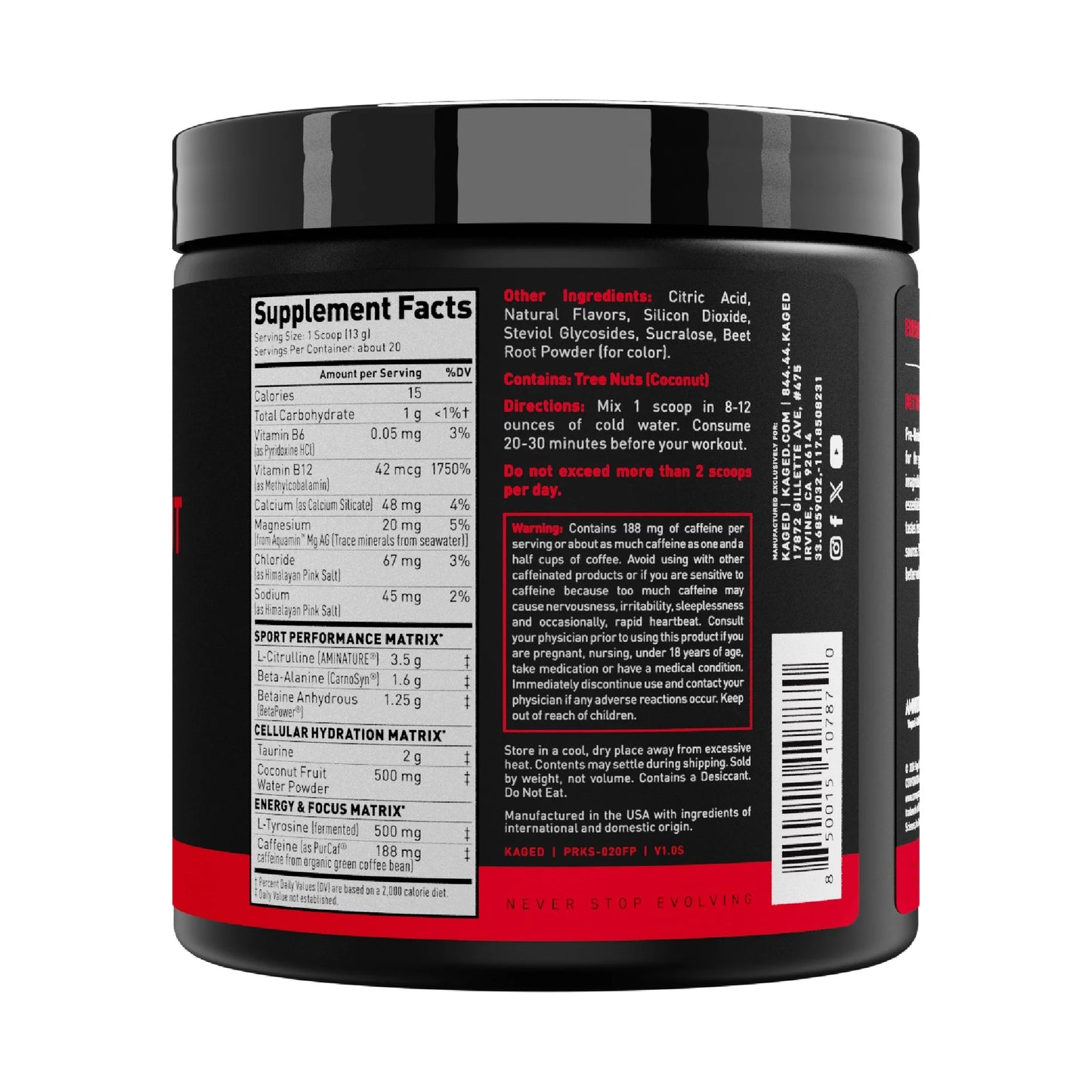 Muscle Pre-Workout Sport Fruit Punch, Amino Acid Supplements, 20 - 13G Servings
