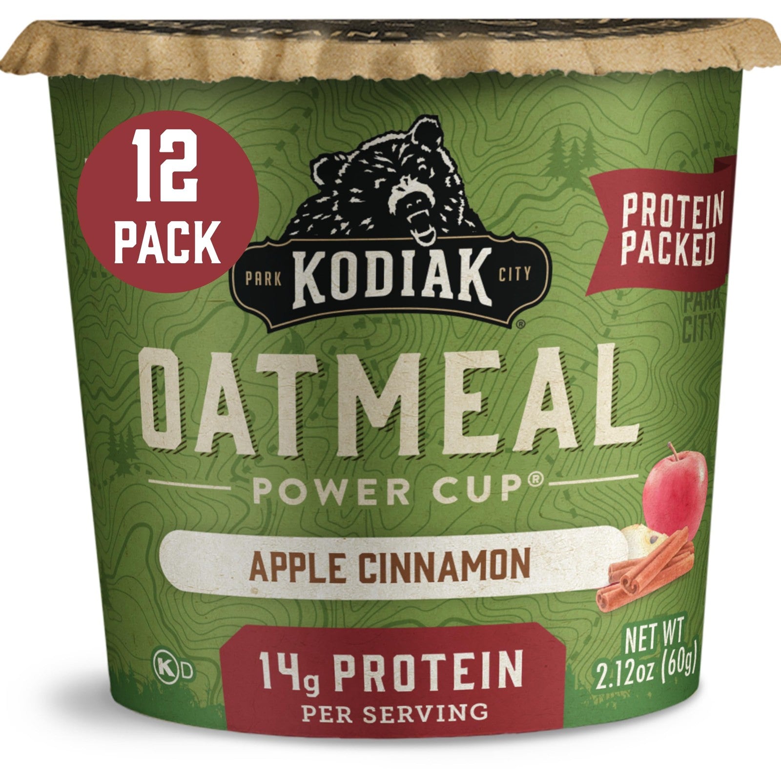 Kodiak Cakes Instant Protein Apple Cinnamon Oatmeal Cups 12 Pack 14G Protein