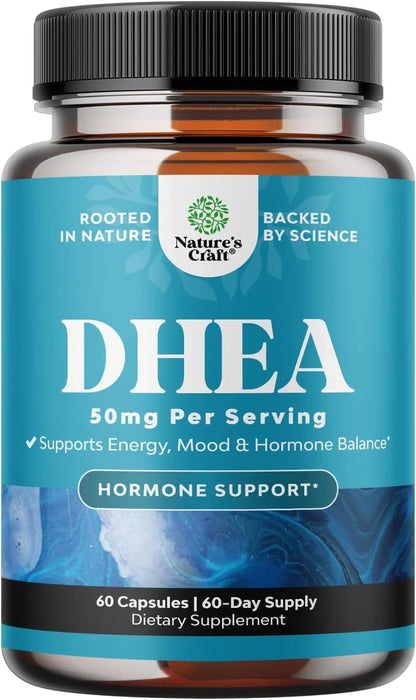 Nature’S Craft 50Mg Mood Support & Hormone Balance DHEA Supplement for Women & Men, 60 Capsules