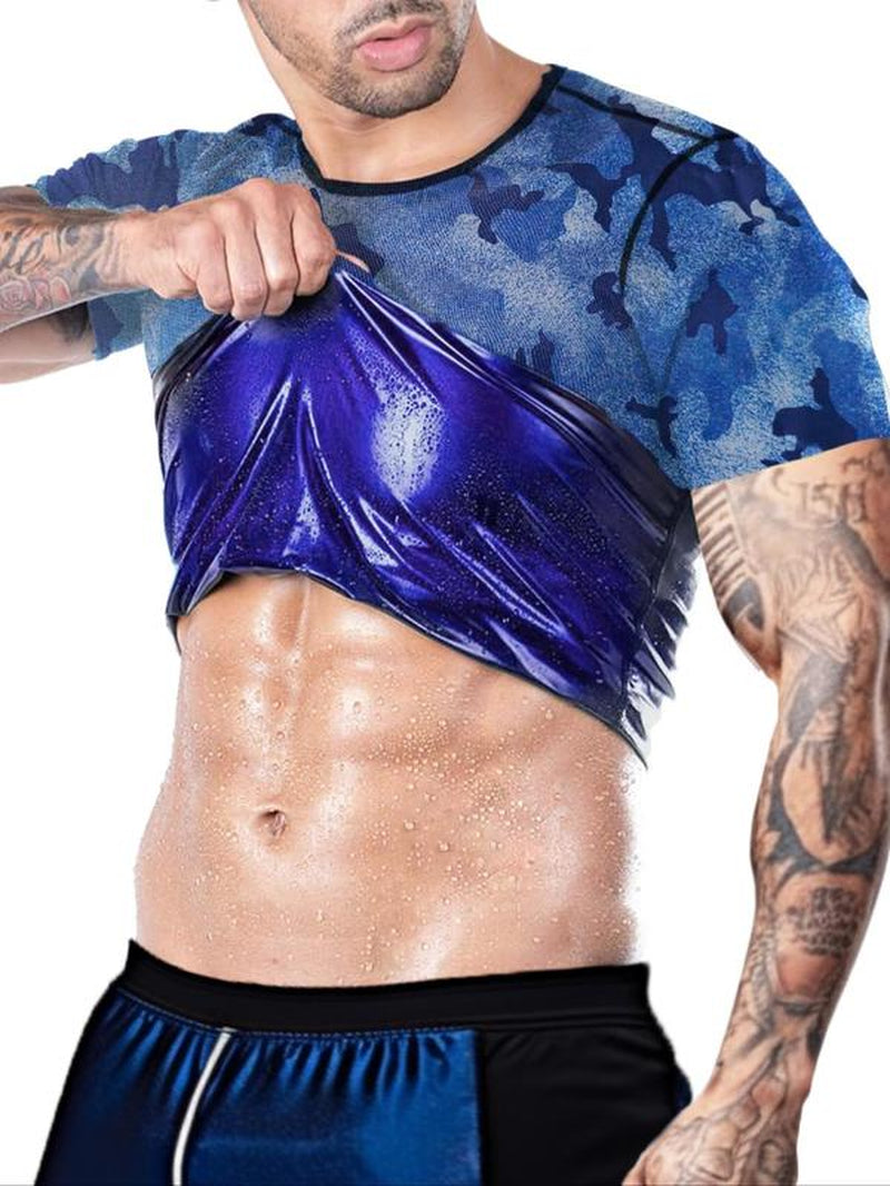 Men'S Sweat Sauna T-Shirts, Athletic Short Sleeve Tee, Weight Lose Workout Slimming Body Shaper, Fitness Waist Trainer, Men'S Shapewear, Gym Wear, Gym Workout Tops, Workout Clothes, Gym Outfits
