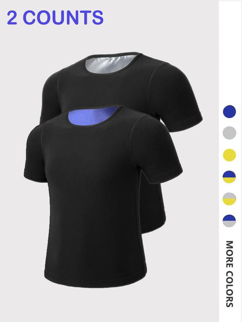 Men'S Sweat Sauna T-Shirts, Athletic Short Sleeve Tee, Weight Lose Workout Slimming Body Shaper, Fitness Waist Trainer, Men'S Shapewear, Gym Wear, Gym Workout Tops, Workout Clothes, Gym Outfits