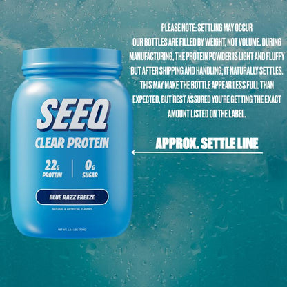 SEEQ Clear Protein Powder - 22G Whey Isolate - Zero Sugar & Lactose - Allergen Friendly - Bone Health - Post Workout Recovery - Fitness Endurance Supplement - Dietary
