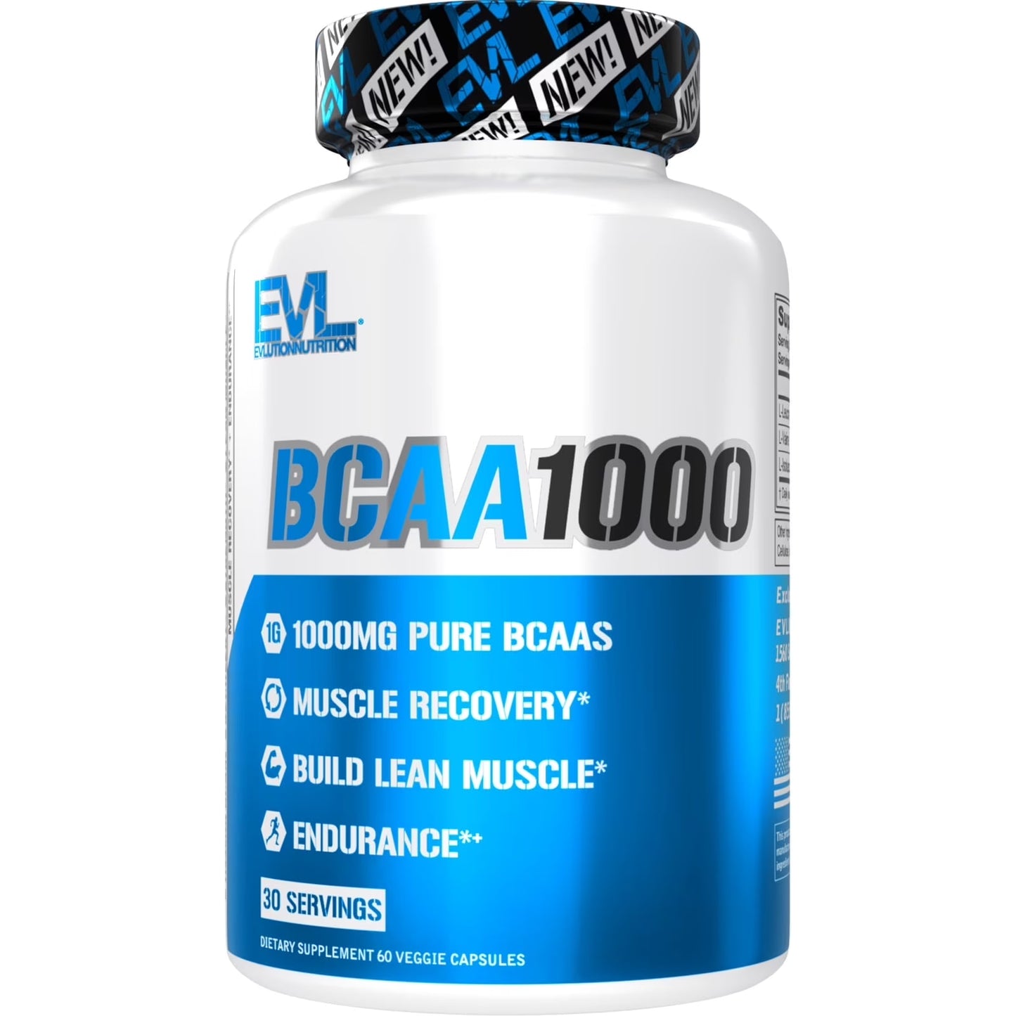 Bcaas Amino Acids Supplement for Men - EVL 2:1:1 5G BCAA Capsules for Post Workout Recovery and Lean Muscle Builder for Men - BCAA1000 Branched Chain Amino Acids Nutritional Supplement - 30 Servings