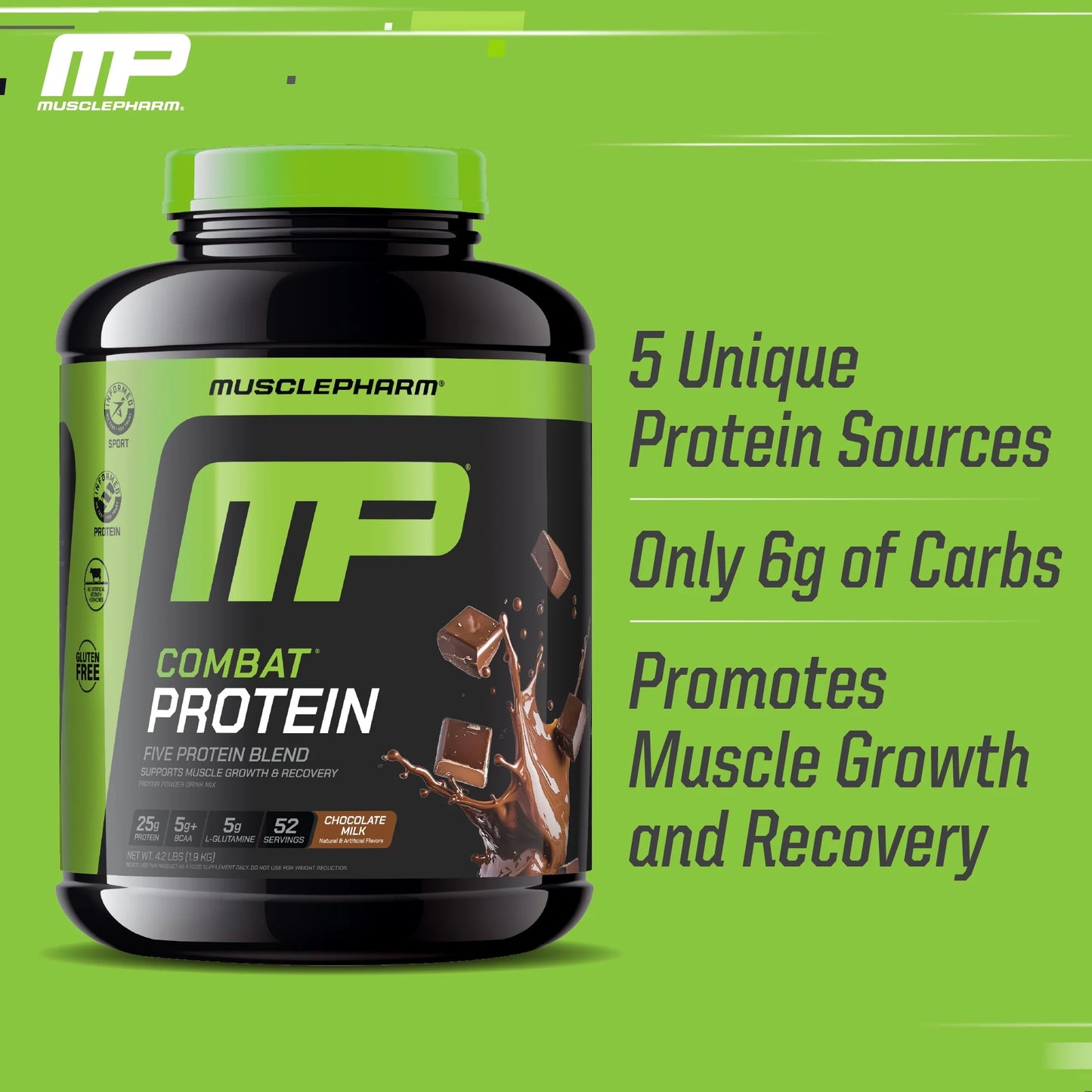Combat Protein Powder, Chocolate Milk, 25G Protein, 4Lb, 64Oz