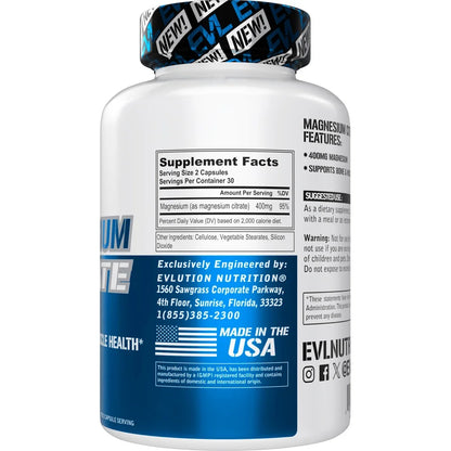 Magnesium Citrate 400Mg for Bone & Muscle Health and Natural Sleep Support, 60Ct Capsules