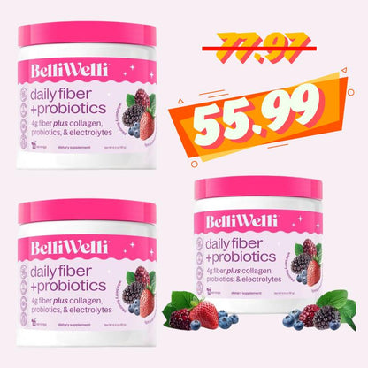 Special 3 Tub Bundle- Belliwelli Daily Fiber + Probiotics + Collagen Healthcare Fitness