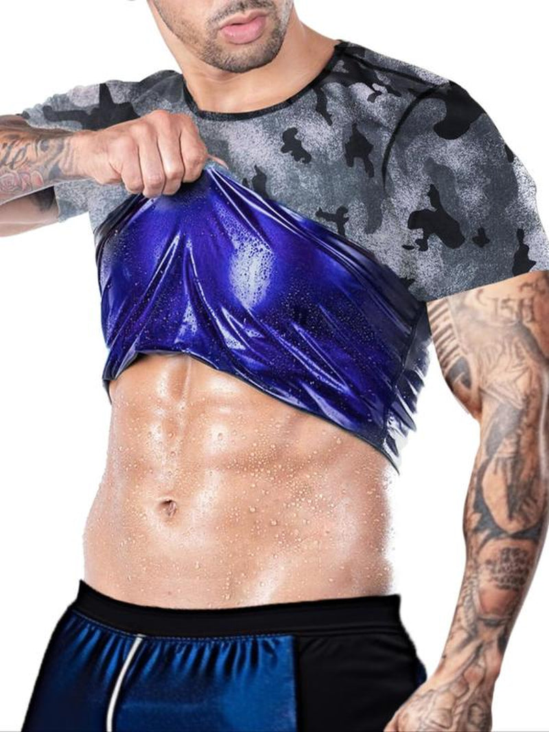 Men'S Sweat Sauna T-Shirts, Athletic Short Sleeve Tee, Weight Lose Workout Slimming Body Shaper, Fitness Waist Trainer, Men'S Shapewear, Gym Wear, Gym Workout Tops, Workout Clothes, Gym Outfits
