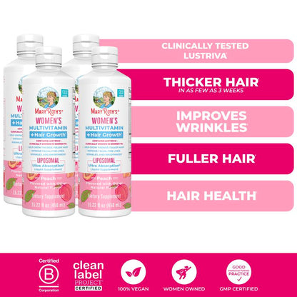 Maryruth'S Women'S Multivitamin + Hair Growth Liposomal – Thicker, Fuller Hair in Women - Improve Wrinkles & Fine Lines – Ultra Absorption 15.22 Fl Oz