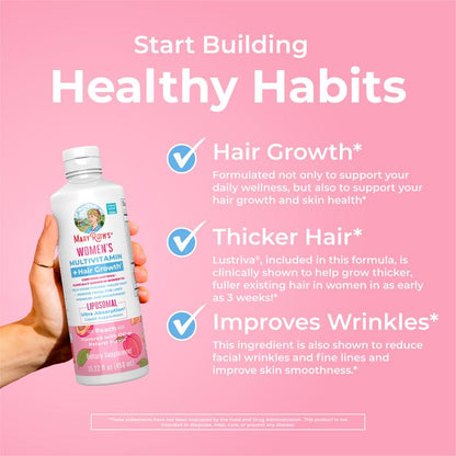 Maryruth'S Women'S Multivitamin + Hair Growth Liposomal – Thicker, Fuller Hair in Women - Improve Wrinkles & Fine Lines – Ultra Absorption 15.22 Fl Oz