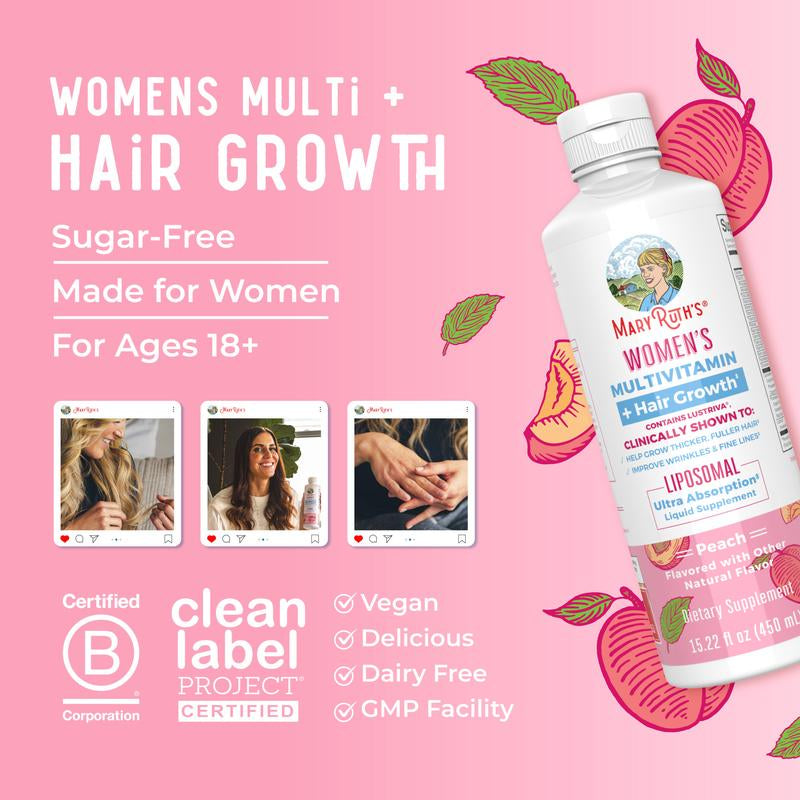 Maryruth'S Women'S Multivitamin + Hair Growth Liposomal – Thicker, Fuller Hair in Women - Improve Wrinkles & Fine Lines – Ultra Absorption 15.22 Fl Oz