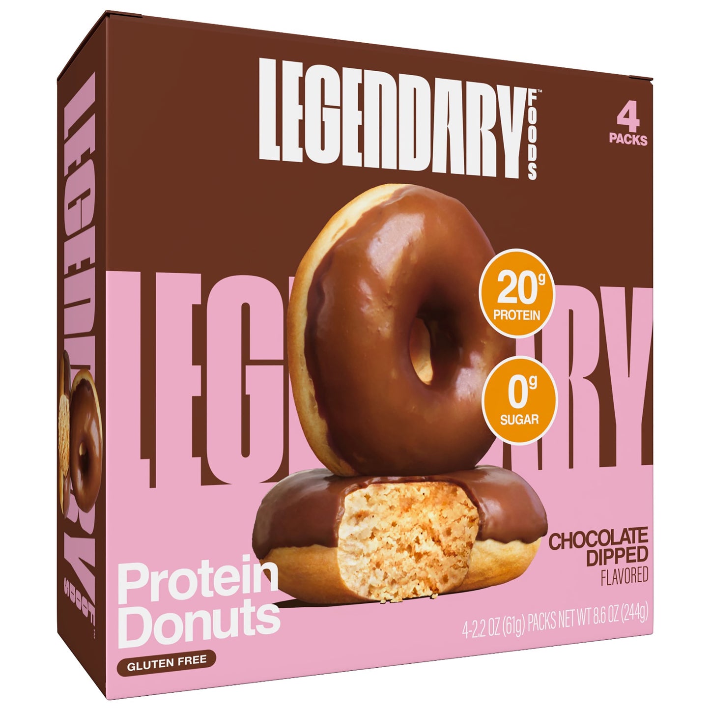 Protein Donuts - Chocolate Dipped 4 Pack | Protein Snack | Gluten-Free | Keto Friendly