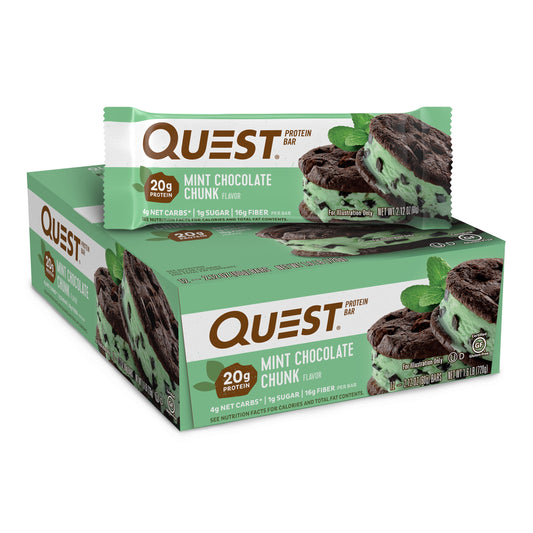 Quest Protein Bar, Mint Chocolate Chunk, 20 G Protein, 12 Count