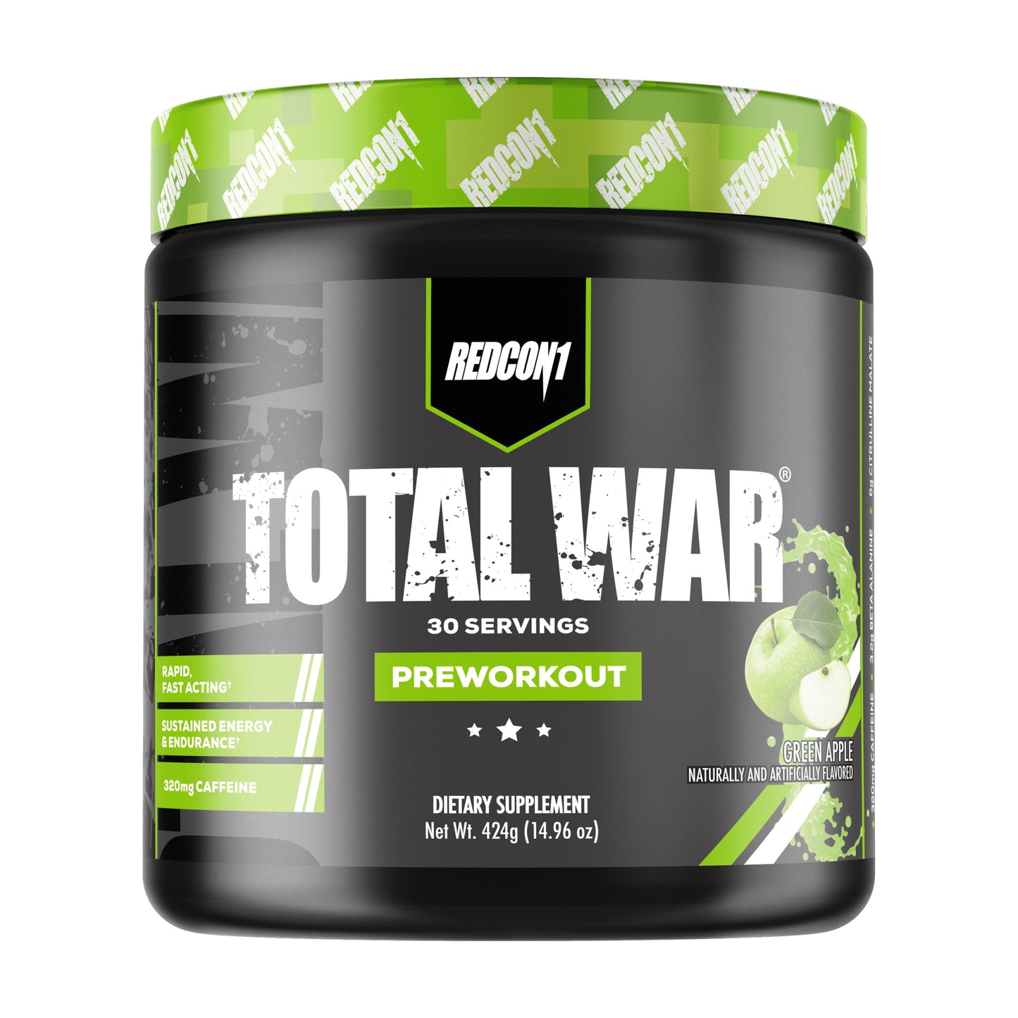 Total War, Pre-Workout, Green Apple, 15.66 Oz (444 G)