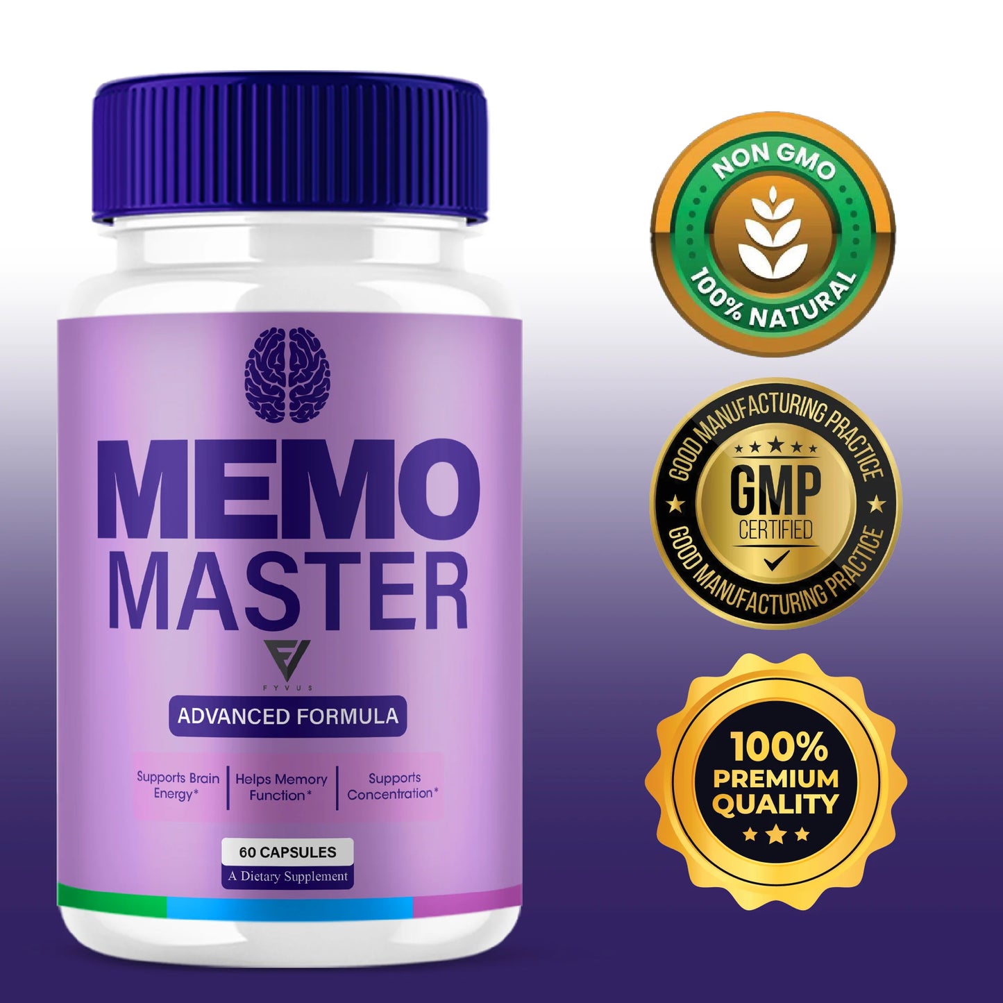 (2 Pack) Memo Master Premium Memory Support Supplement Memomaster Pills, Memo Master Multivitamin Supplement (120 Capsules)