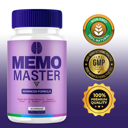 (2 Pack) Memo Master Premium Memory Support Supplement Memomaster Pills, Memo Master Multivitamin Supplement (120 Capsules)