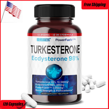 Turkesterone 10,500Mg and Ecdysterone 300Mg (120 Caps) Support Male Performance