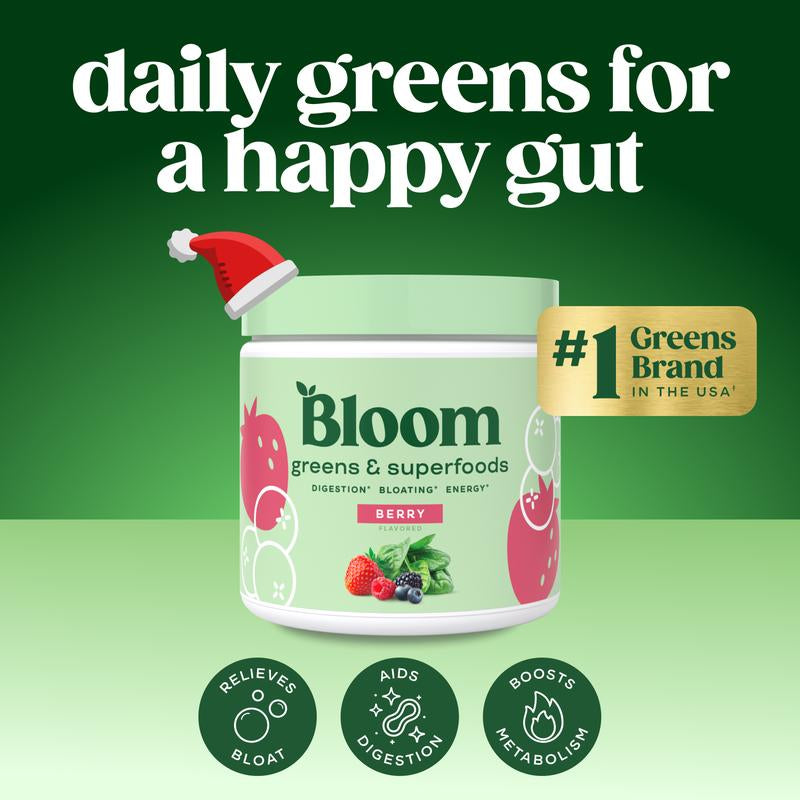 Bloom Nutrition Greens & Superfoods Powder (30 Servings) - Digestion, Gut Health, Bloating Relief, Spirulina & Chlorella with Probiotics & Antioxidants