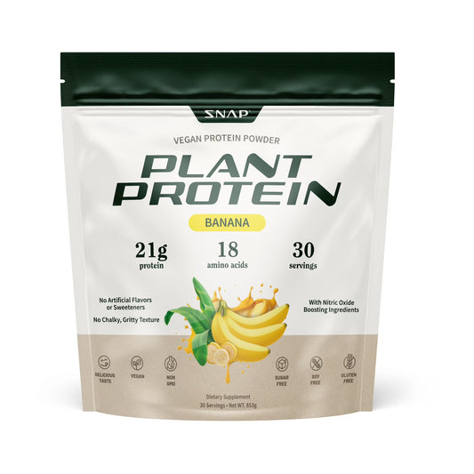 Vegan Protein Powder, Plant-Based, Banana Flavor, 30 Servings