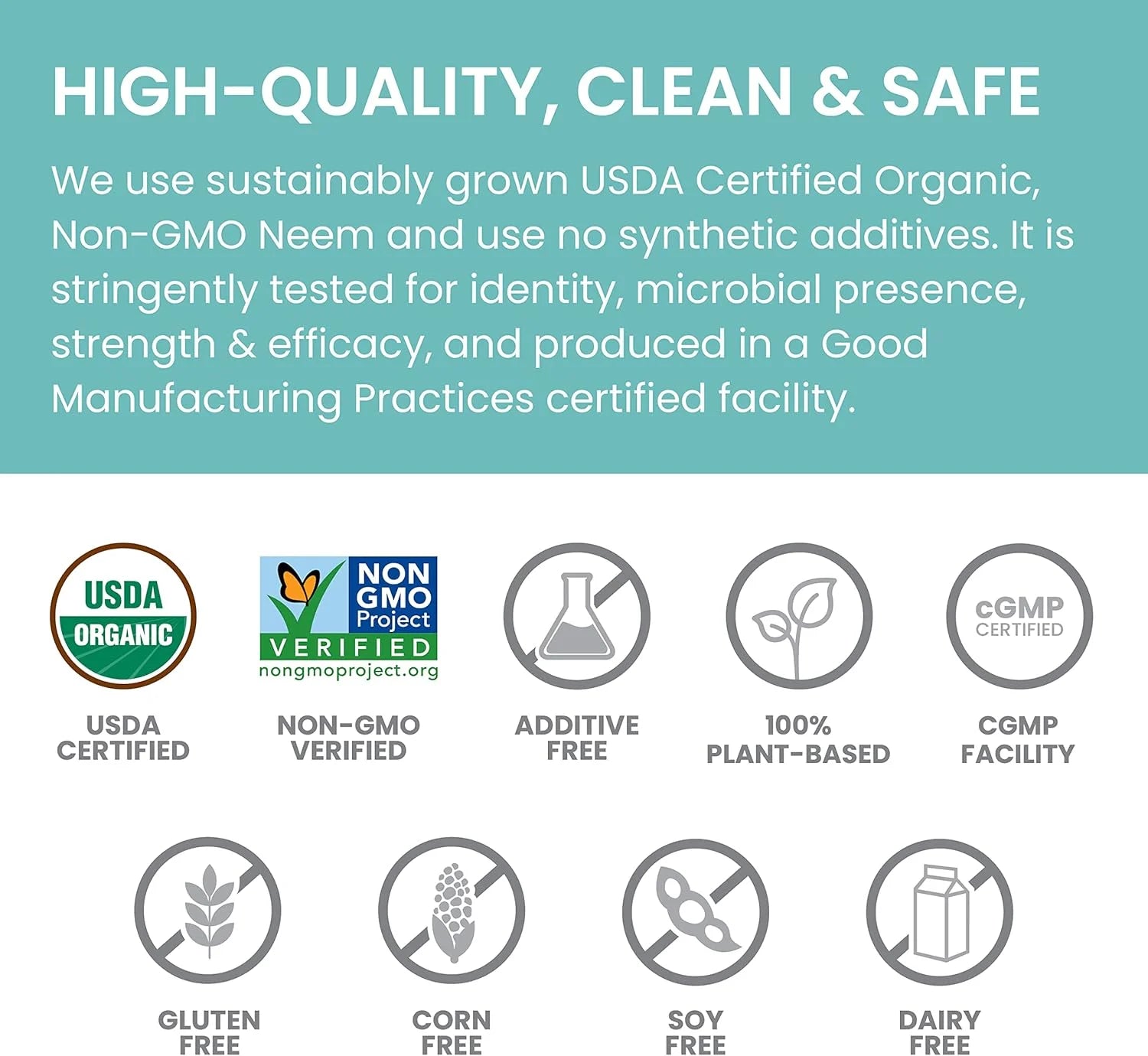 Organic Neem Herbal Skin Supplement, Mild Acne Supplement, Clear Skin, Purifying, 60 Plant-Based Caplets