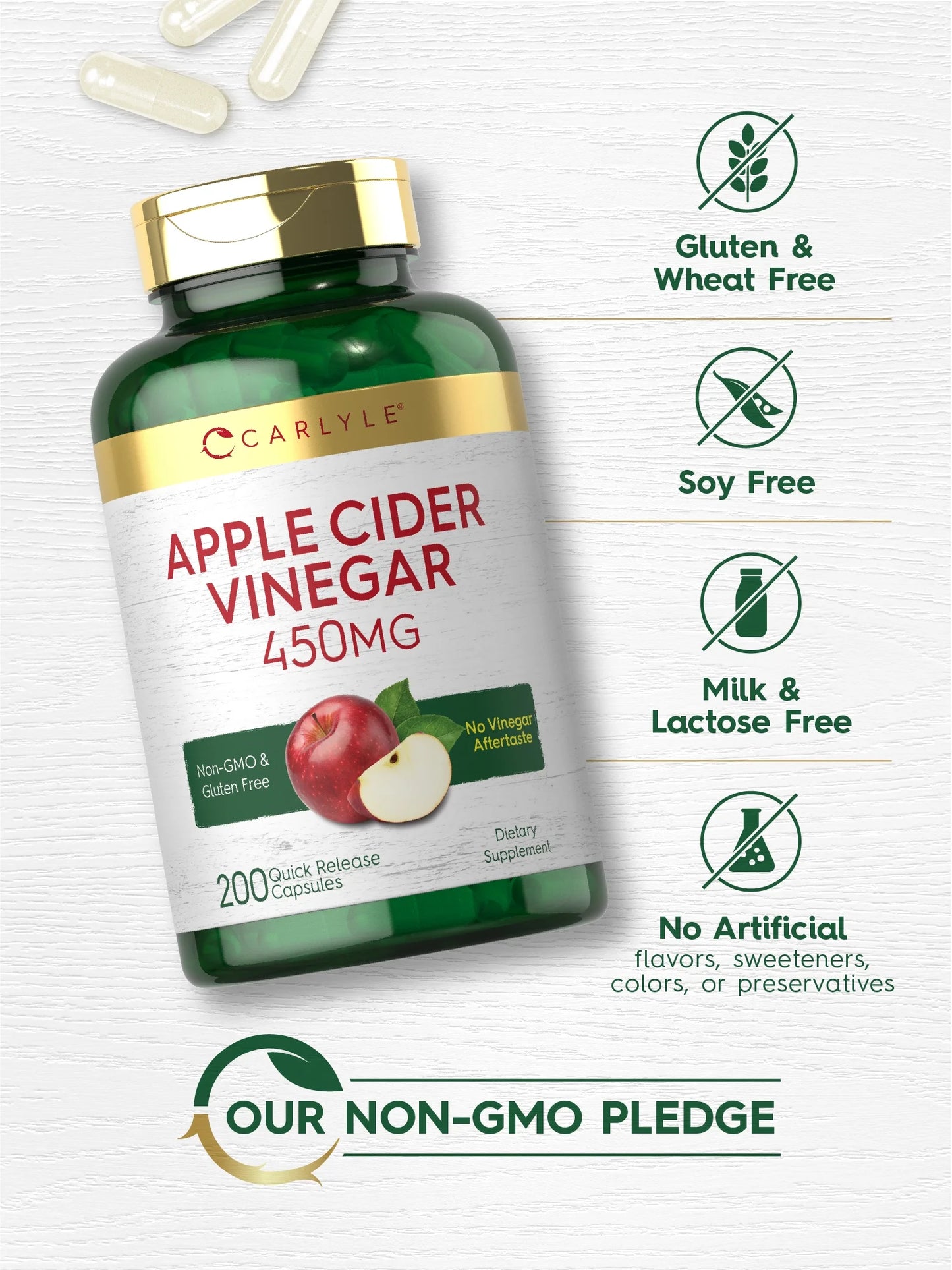 Apple Cider Vinegar Pills | 450Mg | 200 Capsules | Non-Gmo, Gluten Free Supplement | by