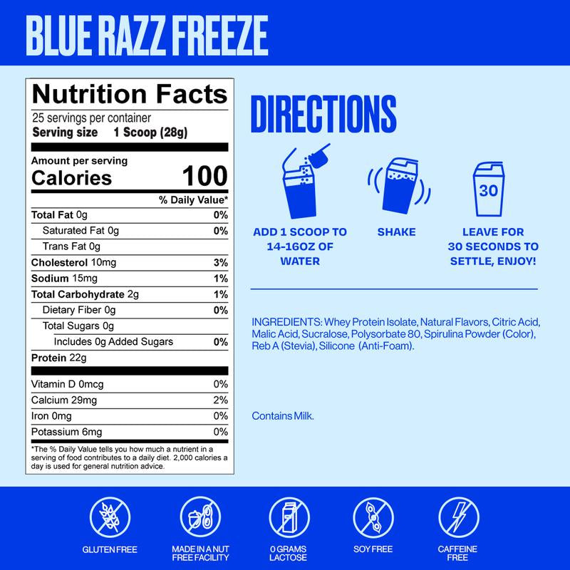 SEEQ Clear Protein Powder - 22G Whey Isolate - Zero Sugar & Lactose - Allergen Friendly - Bone Health - Post Workout Recovery - Fitness Endurance Supplement - Dietary