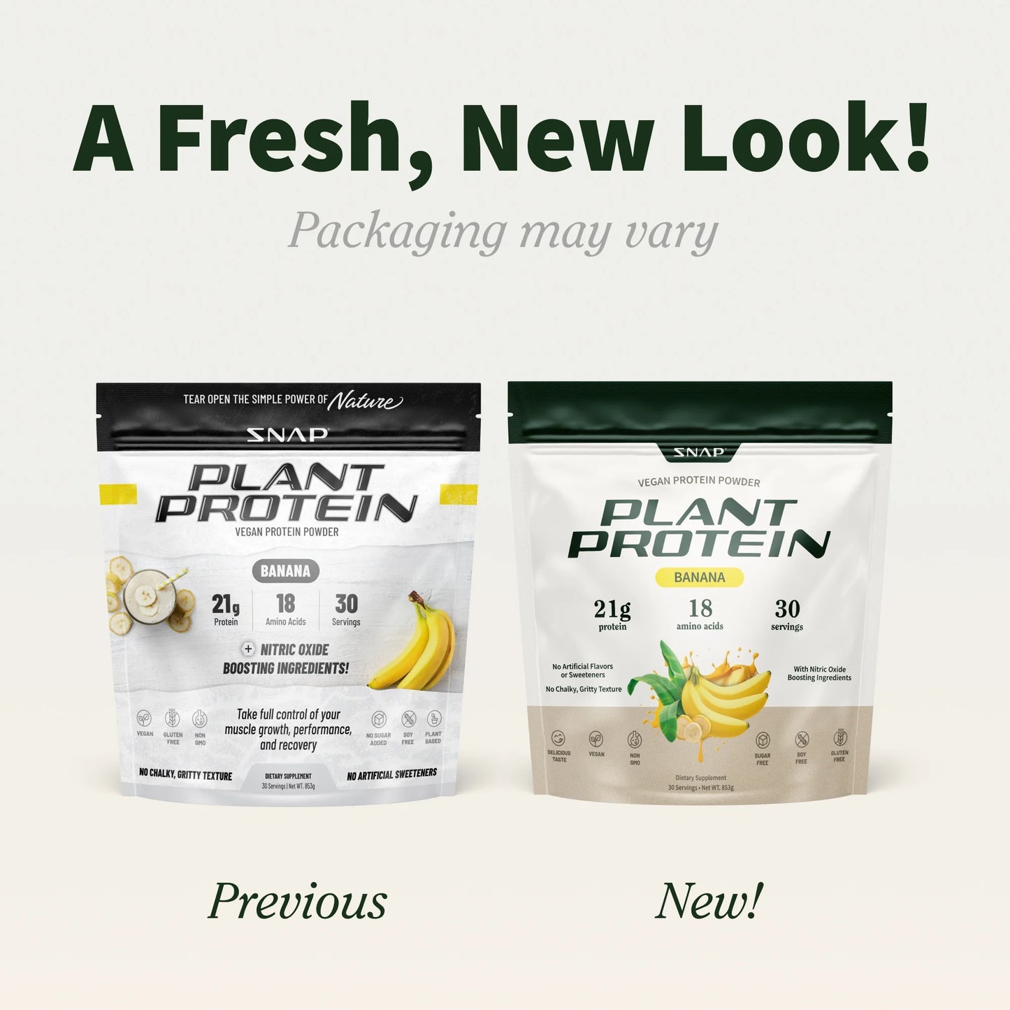 Vegan Protein Powder, Plant-Based, Banana Flavor, 30 Servings