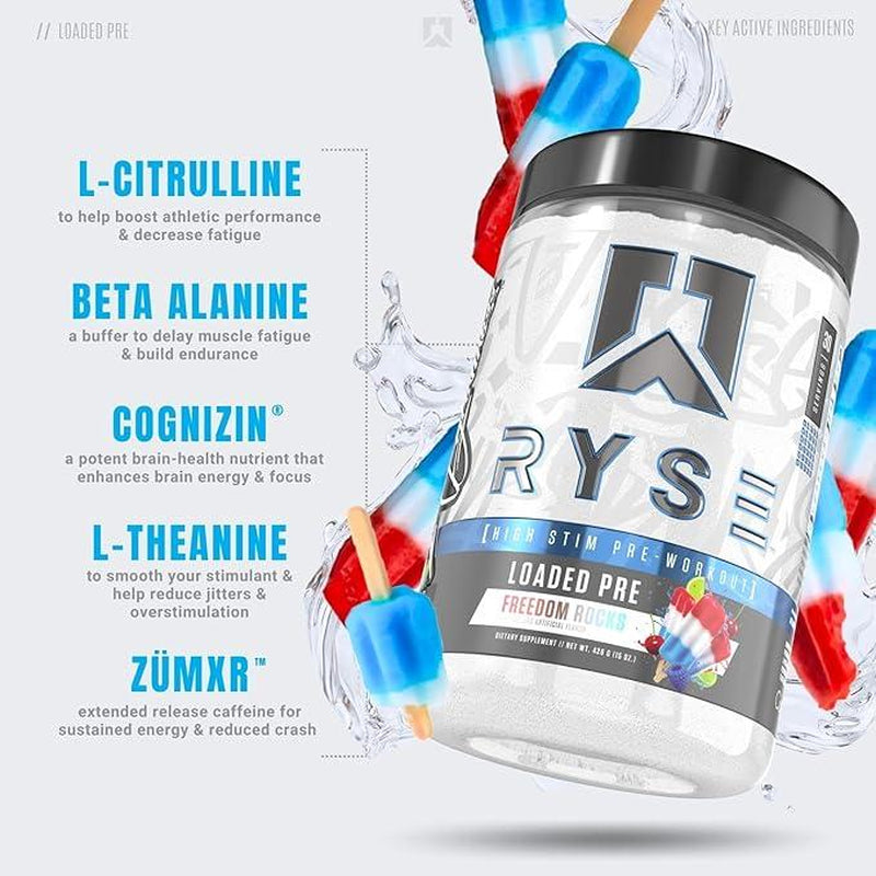 RYSE Loaded Pre Workout Powder - Daily Pre-Workout for Men & Women with over 300Mg Caffeine, Beta Alanine, and Citrulline - 30 Servings