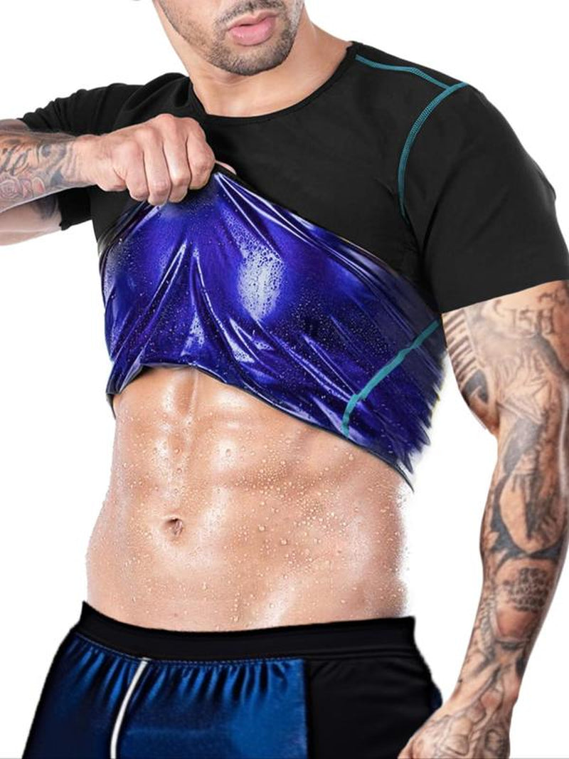 Men'S Sweat Sauna T-Shirts, Athletic Short Sleeve Tee, Weight Lose Workout Slimming Body Shaper, Fitness Waist Trainer, Men'S Shapewear, Gym Wear, Gym Workout Tops, Workout Clothes, Gym Outfits