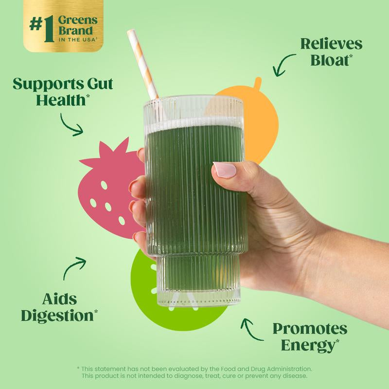 Bloom Nutrition Greens & Superfoods Powder (30 Servings) - Digestion, Gut Health, Bloating Relief, Spirulina & Chlorella with Probiotics & Antioxidants