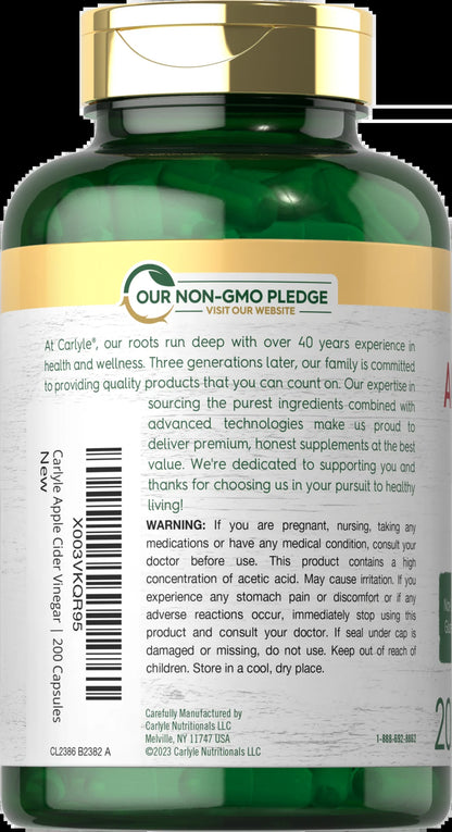 Apple Cider Vinegar Pills | 450Mg | 200 Capsules | Non-Gmo, Gluten Free Supplement | by