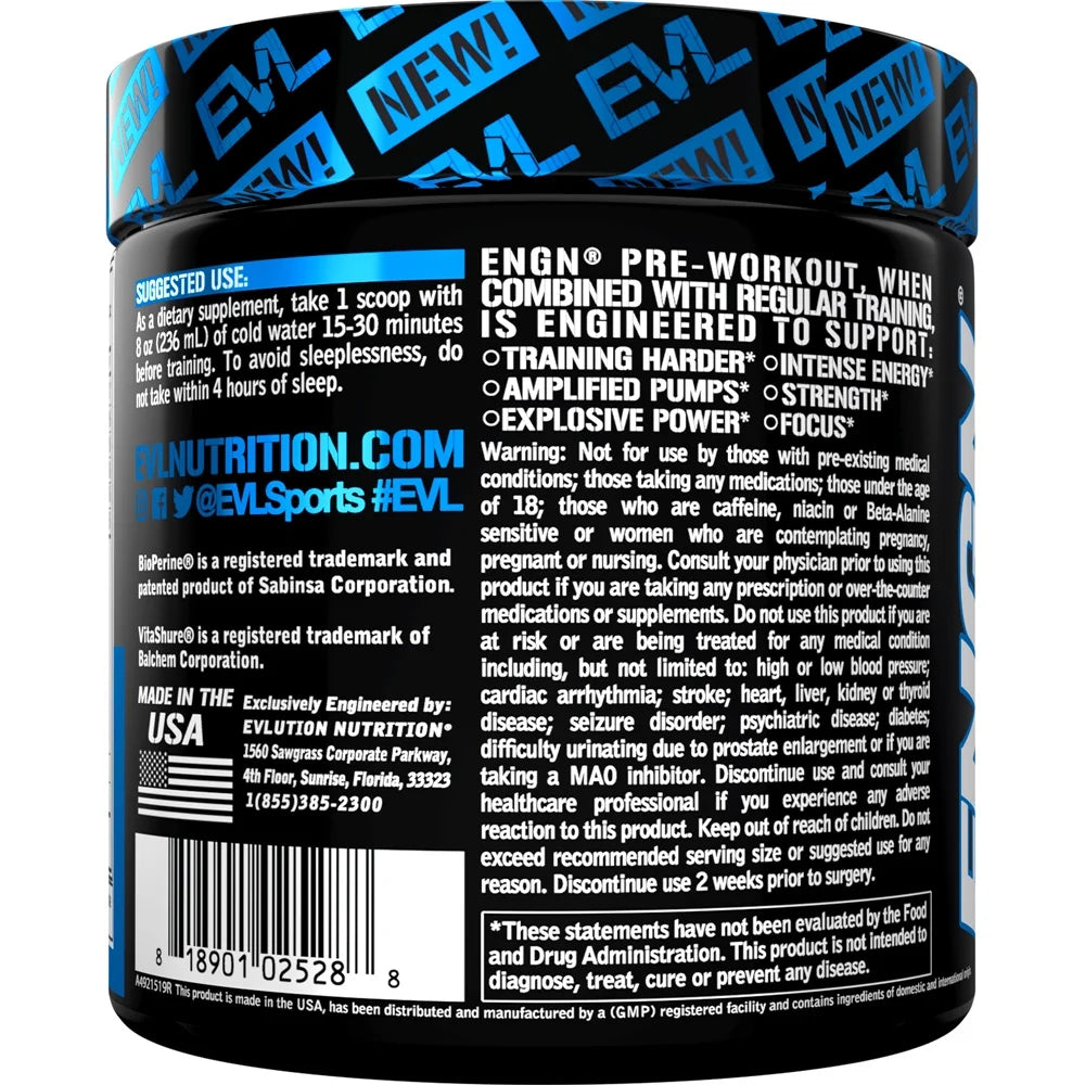 Pre Workout Powder with Creatine -  ENGN Preworkout Supplement 30 Servings (Blue Raz)