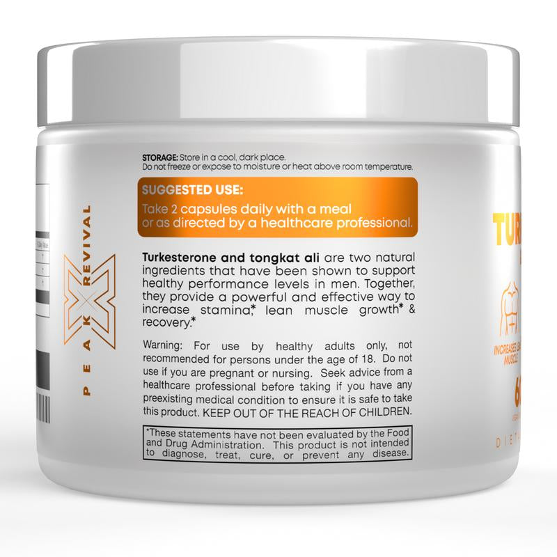 Peak Revival-X Turkesterone + Tongkat Ali + Colostrum – Testosterone, Muscle Growth & Energy Support – 60 Capsules