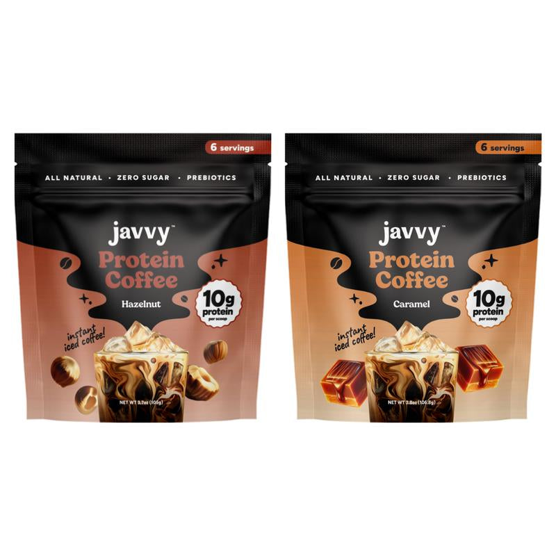 Javvy Coffee Instant Iced Protein Coffee - Premium Whey Protein & 100% Arabica Coffee - Zero Artificial Flavors & Sweeteners - Healthy Breakfast Drink Beans Beverage Natural