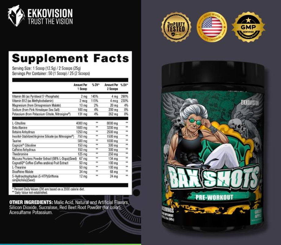 EKKO Bax Shots Pre-Workout | Baxter Signature | 3Rd Party Tested