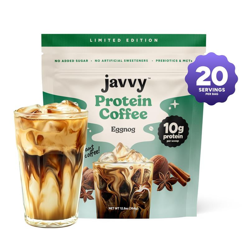 Javvy Coffee Instant Iced Protein Coffee - Premium Whey Protein & 100% Arabica Coffee - Zero Artificial Flavors & Sweeteners - Healthy Breakfast Drink Beans Beverage Natural