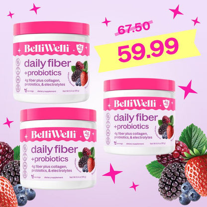 Special 3 Tub Bundle- Belliwelli Daily Fiber + Probiotics + Collagen Healthcare Fitness