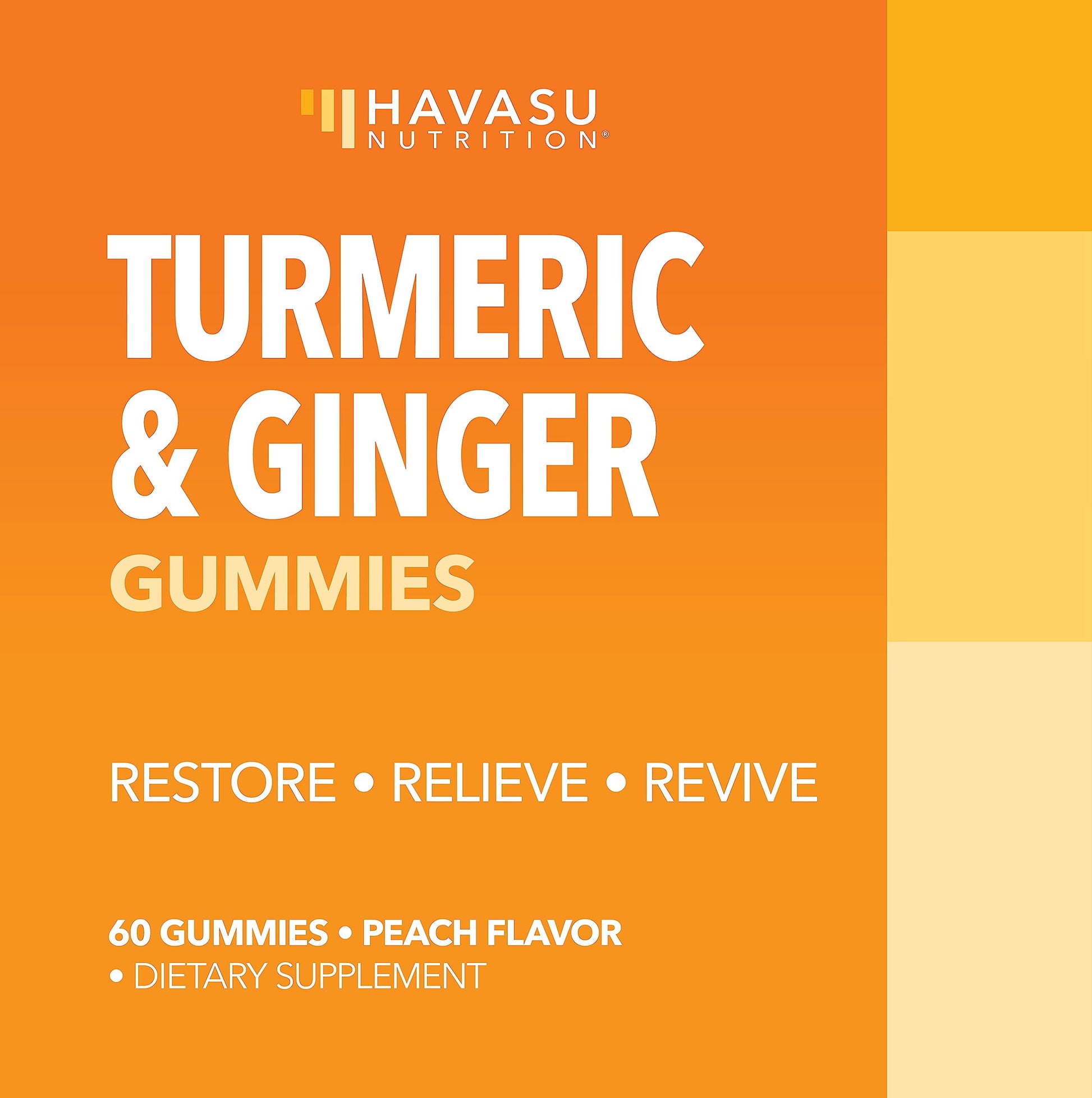 Havasu Turmeric Gummies with Ginger, Vegan 95% Curcumin Gummies for Superior Immune Defense, 60 Ct
