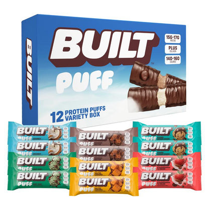 Built Bar Mixed Variety Box - 12 Protein Packed Puff Chocolate -Y Snack Bars