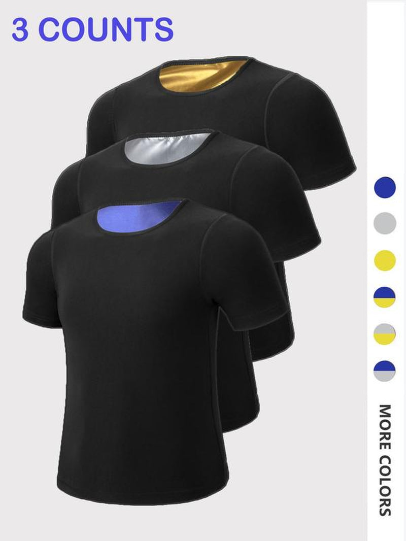 Men'S Sweat Sauna T-Shirts, Athletic Short Sleeve Tee, Weight Lose Workout Slimming Body Shaper, Fitness Waist Trainer, Men'S Shapewear, Gym Wear, Gym Workout Tops, Workout Clothes, Gym Outfits