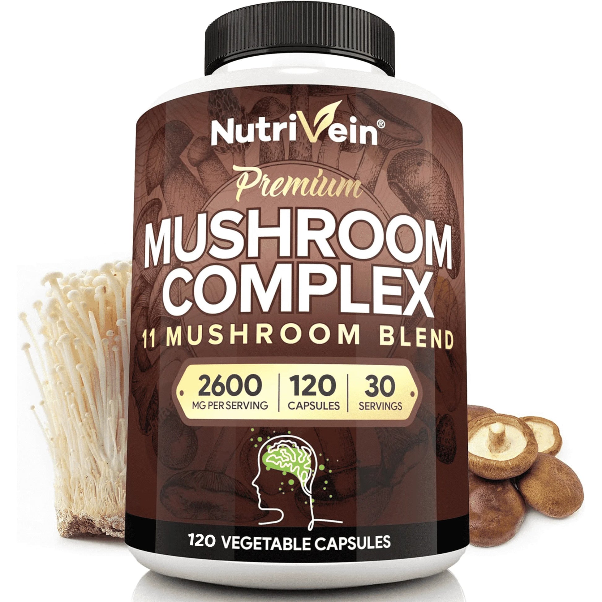 Mushroom Complex Supplement Cordyceps Capsules - 2600Mg - 120 Capsules