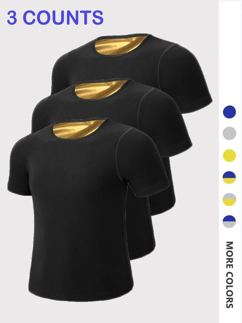 Men'S Sweat Sauna T-Shirts, Athletic Short Sleeve Tee, Weight Lose Workout Slimming Body Shaper, Fitness Waist Trainer, Men'S Shapewear, Gym Wear, Gym Workout Tops, Workout Clothes, Gym Outfits