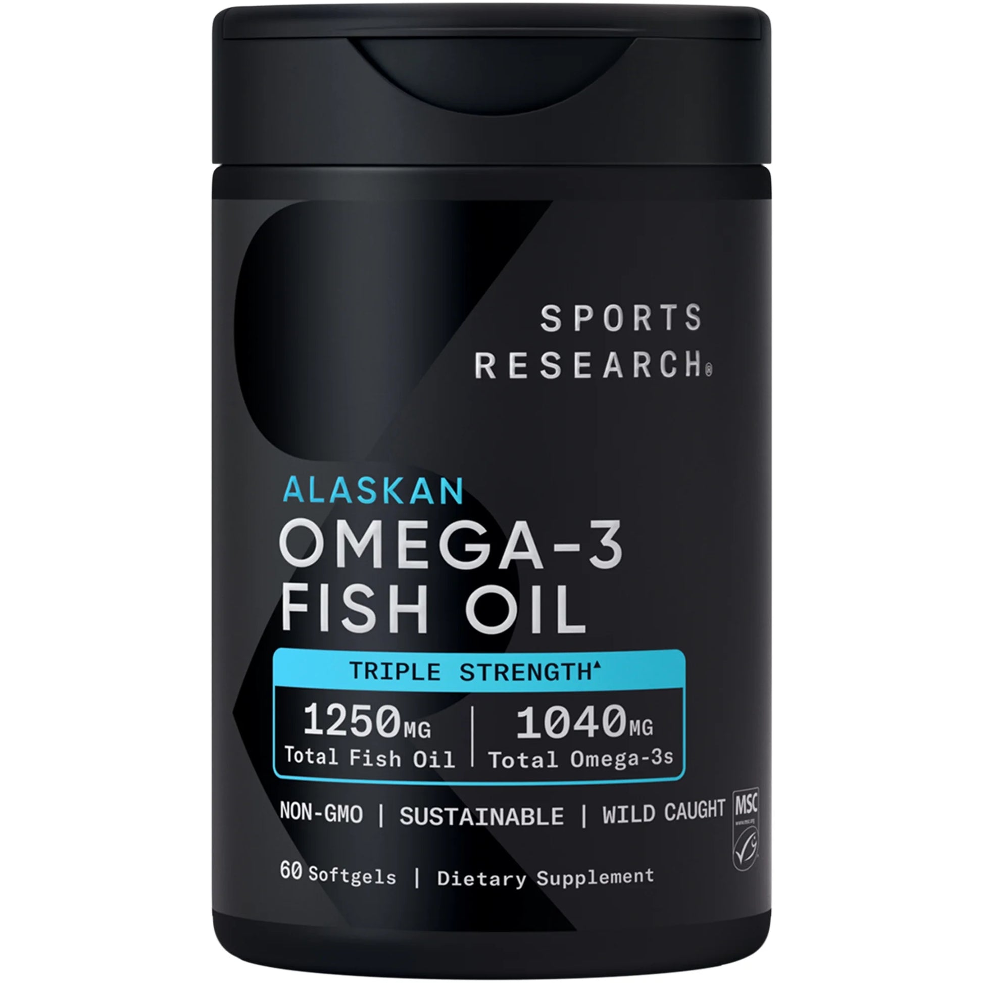 Omega 3 Fish Oil Supplement, Triple Strength 1250Mg Omega 3 Fatty Acids, 60 Softgels