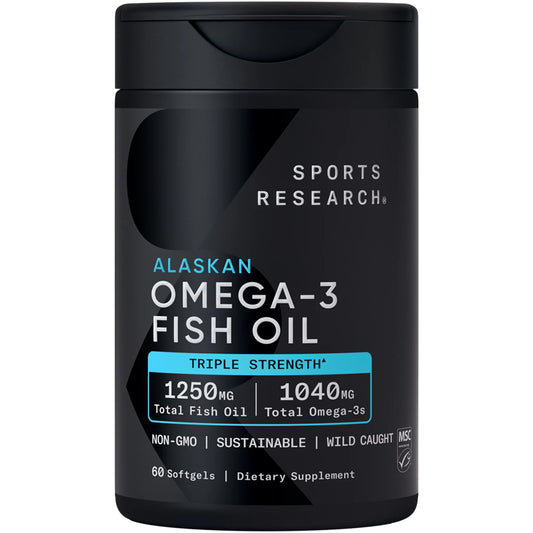 Omega 3 Fish Oil Supplement, Triple Strength 1250Mg Omega 3 Fatty Acids, 60 Softgels