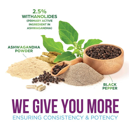 Ashwagandha Supplements 2100Mg - Extra Strength Ashwagandha Powder & Root Extract with Black Pepper for Max Absorption, Herbal Antioxidant Supplements for Women & Men, Vegan, Non-Gmo - 60 Capsules