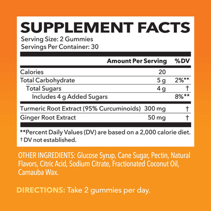Havasu Turmeric Gummies with Ginger, Vegan 95% Curcumin Gummies for Superior Immune Defense, 60 Ct