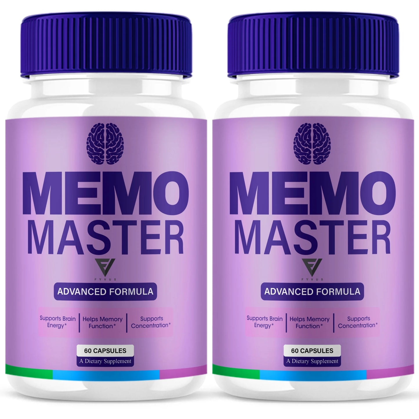 (2 Pack) Memo Master Premium Memory Support Supplement Memomaster Pills, Memo Master Multivitamin Supplement (120 Capsules)