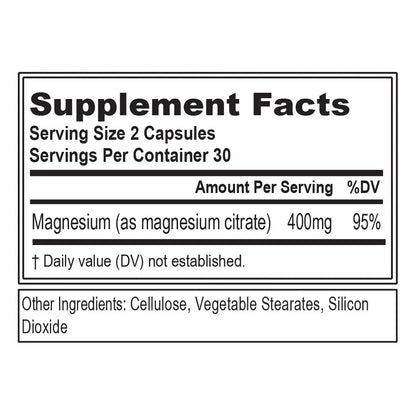 Magnesium Citrate 400Mg for Bone & Muscle Health and Natural Sleep Support, 60Ct Capsules