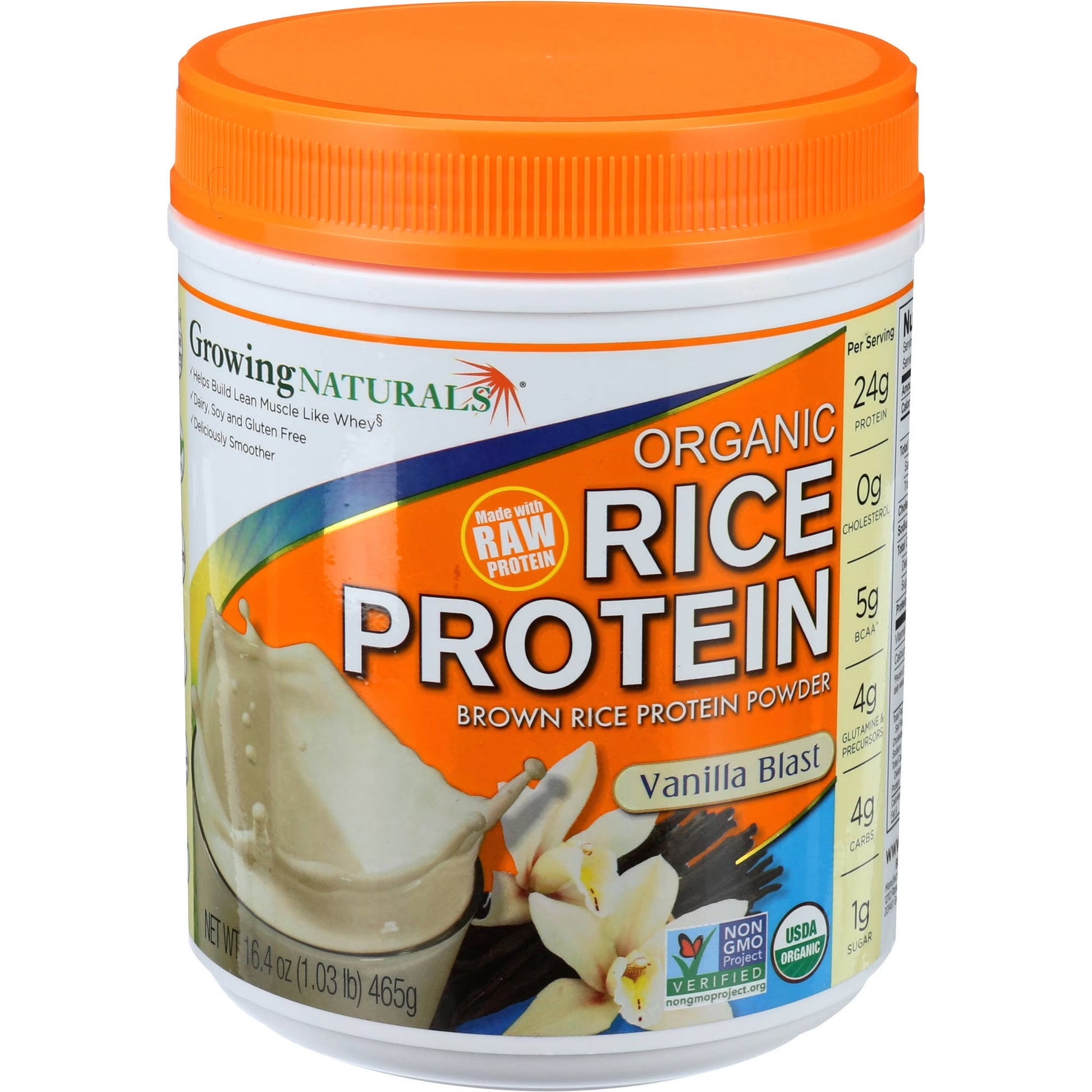 Organic Rice Protein Powder, Vanilla, 24G Protein, 1.0 Lb